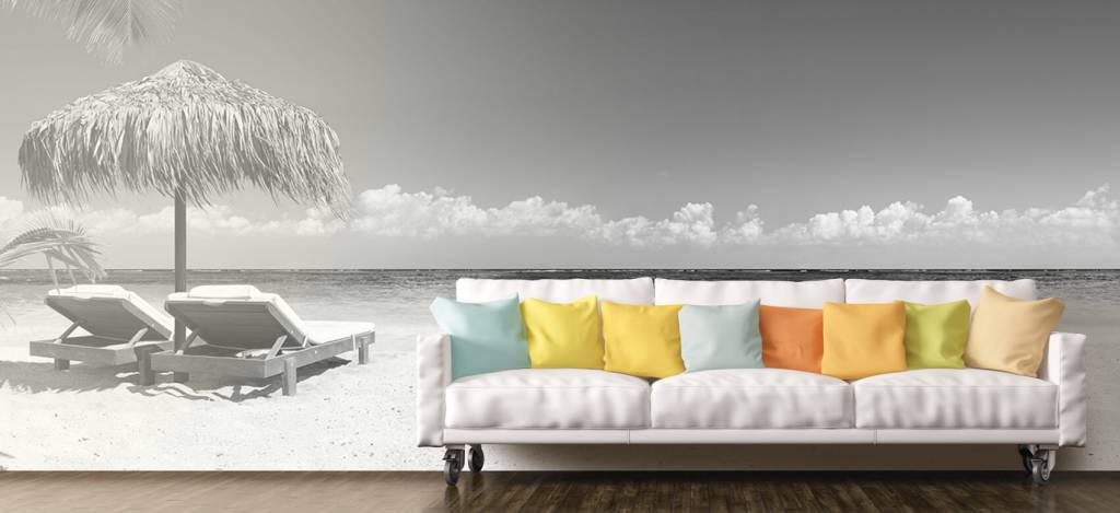 Playas - Papel pintado con Sillas y sombrilla en una playa tropical - Habitación de adolescentes 8