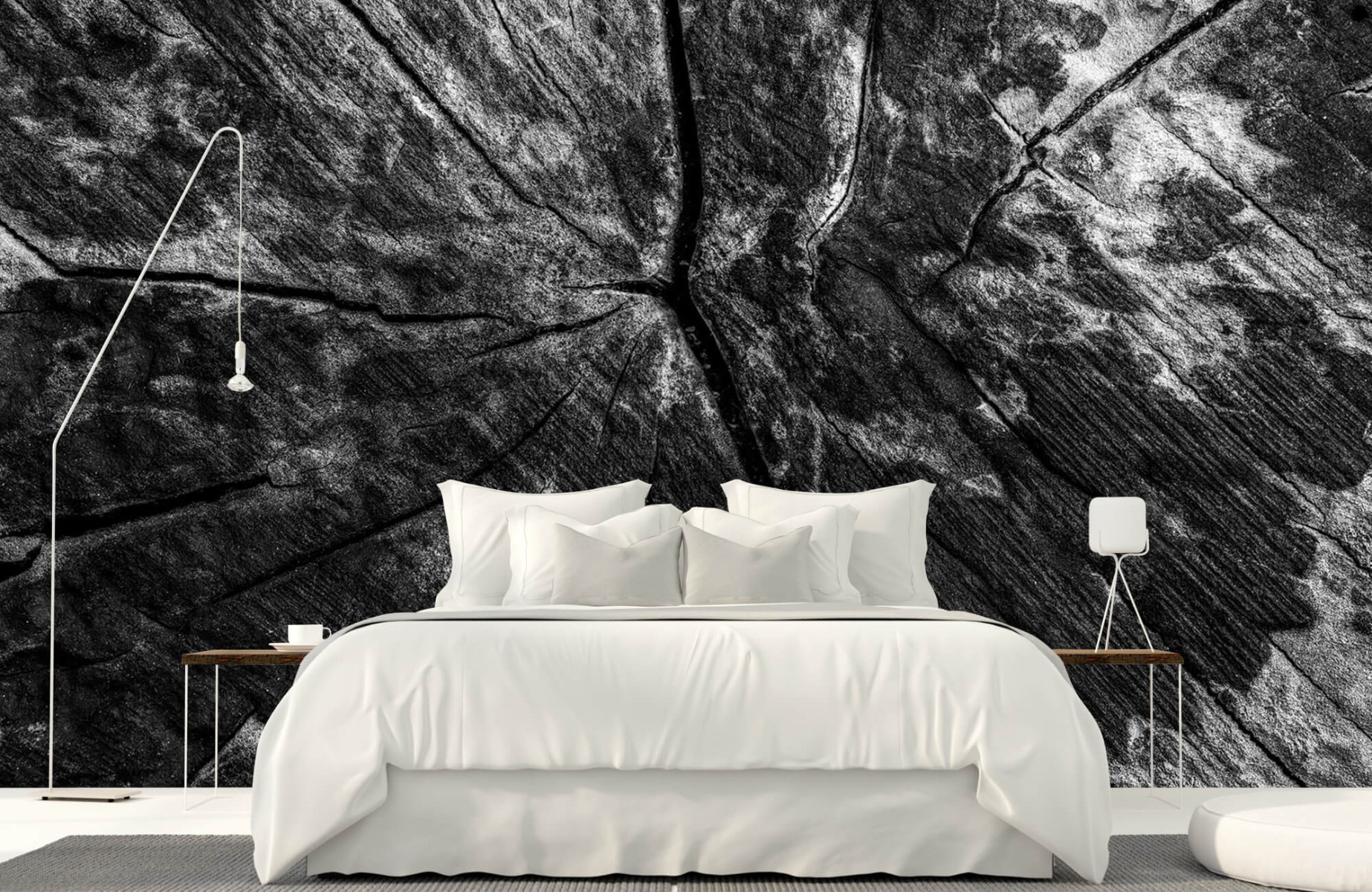 Árboles - Papel pintado con Tocón de árbol en blanco y negro - Cocina 16