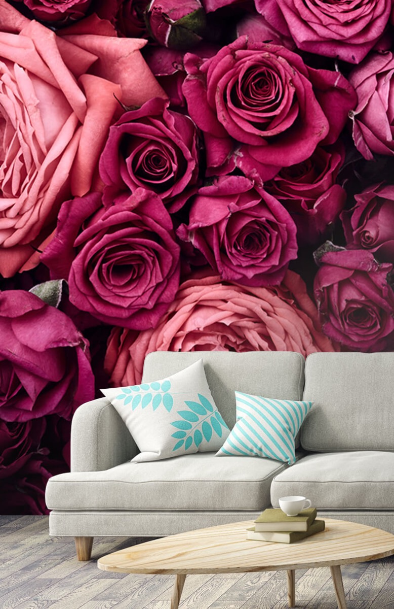 Flores, plantas y árboles Papel pintado con Rosas rosas - Habitación 3