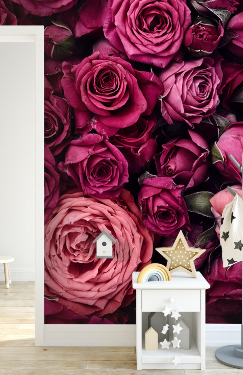 Flores, plantas y árboles Papel pintado con Rosas rosas - Habitación 7
