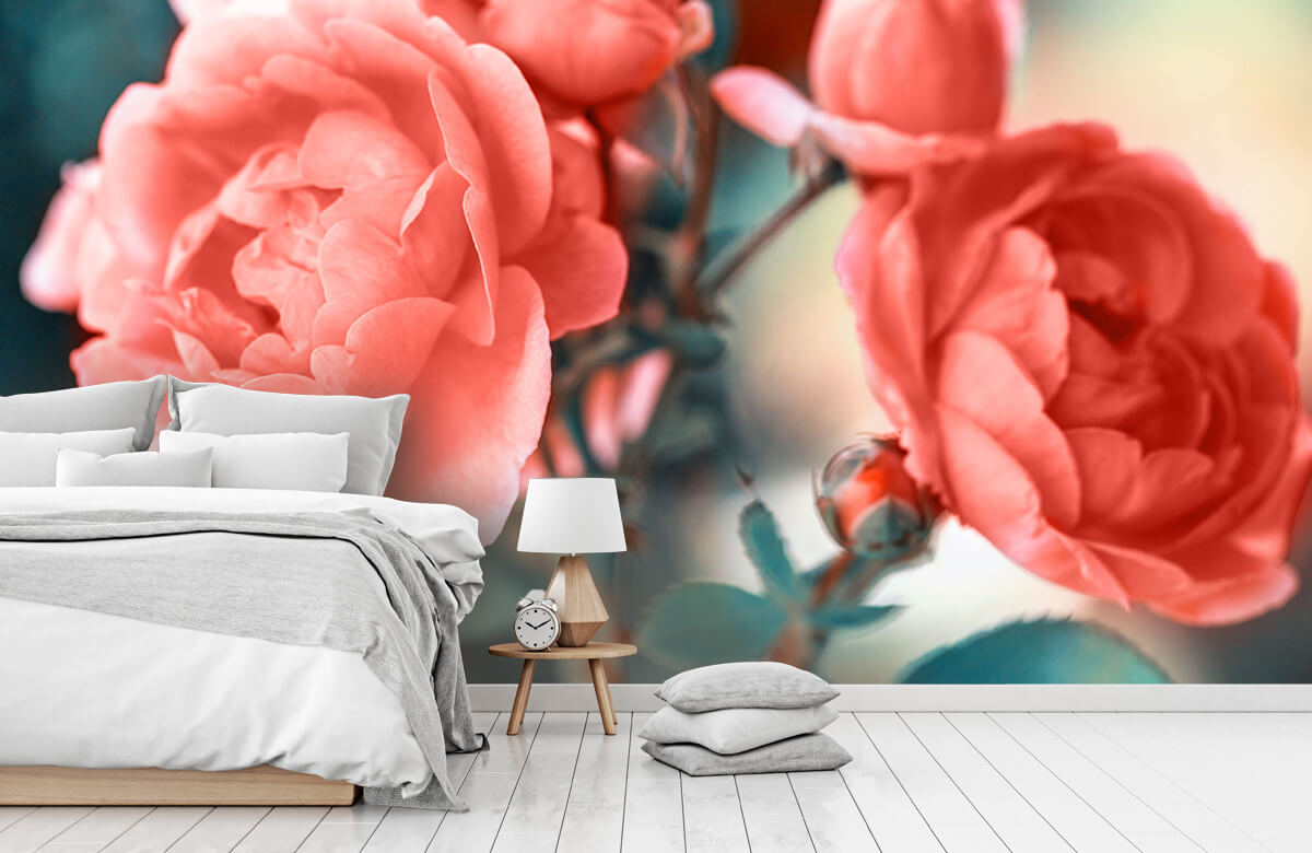 Flores, plantas y árboles Papel pintado con Rama de rosas de Cloze-up - Habitación 7