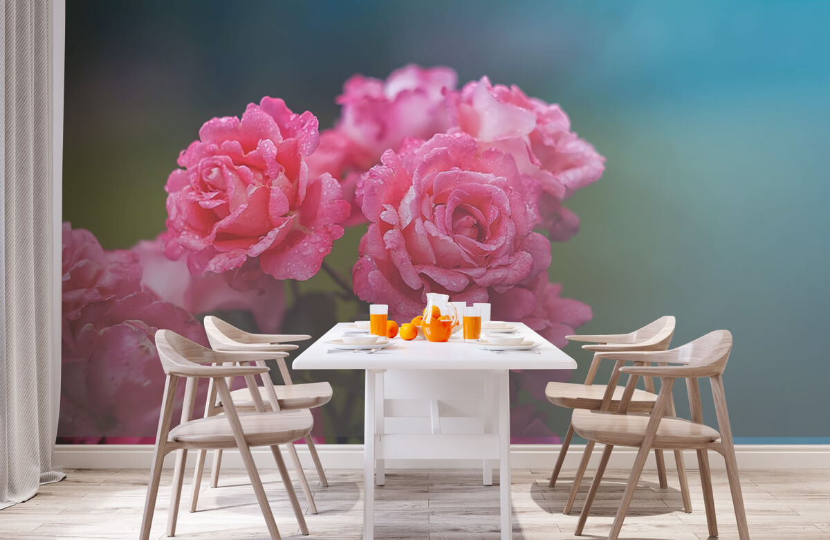 Flores, plantas y árboles Papel pintado con Rama de rosa rosa - Habitación 2