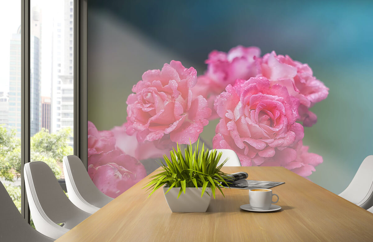 Flores, plantas y árboles Papel pintado con Rama de rosa rosa - Habitación 3