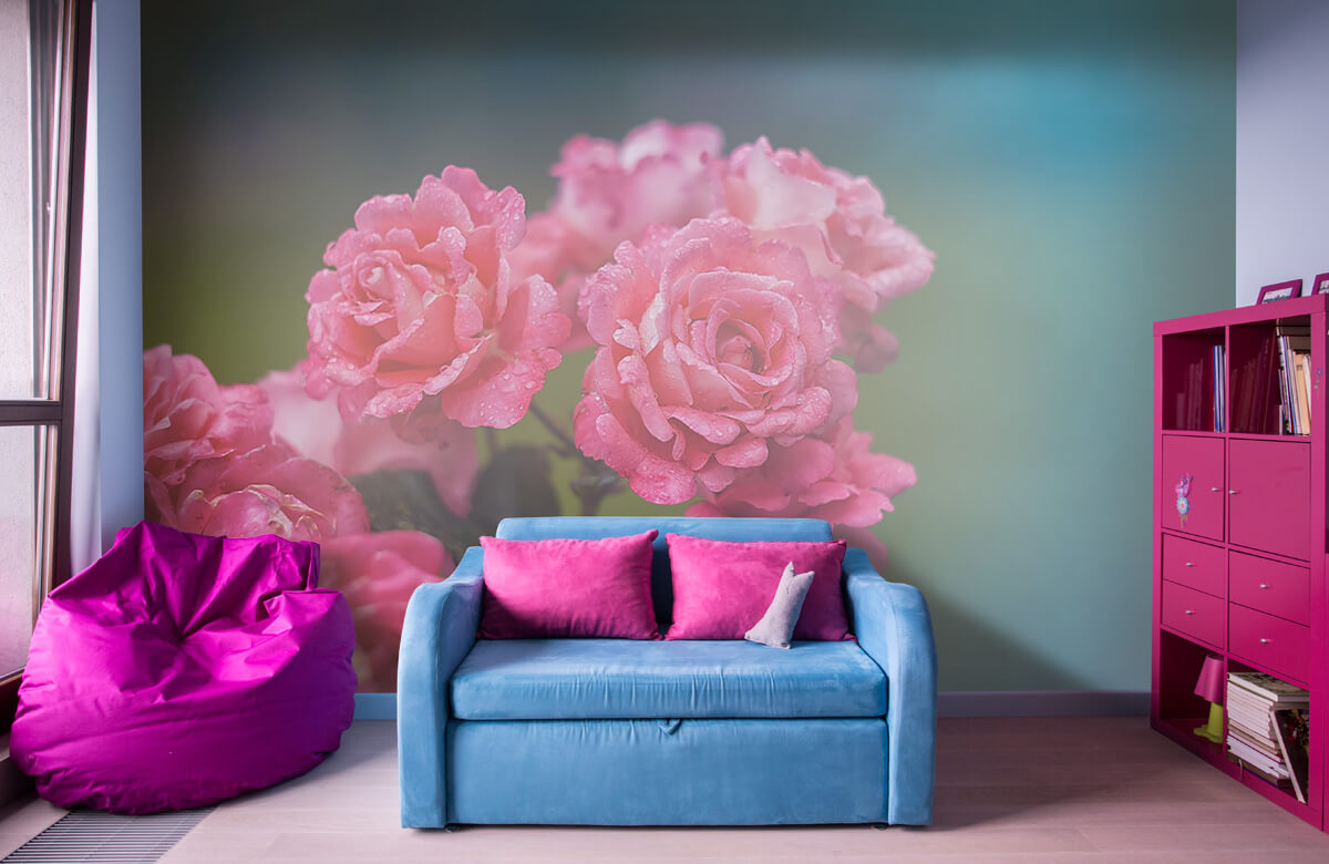 Flores, plantas y árboles Papel pintado con Rama de rosa rosa - Habitación 10