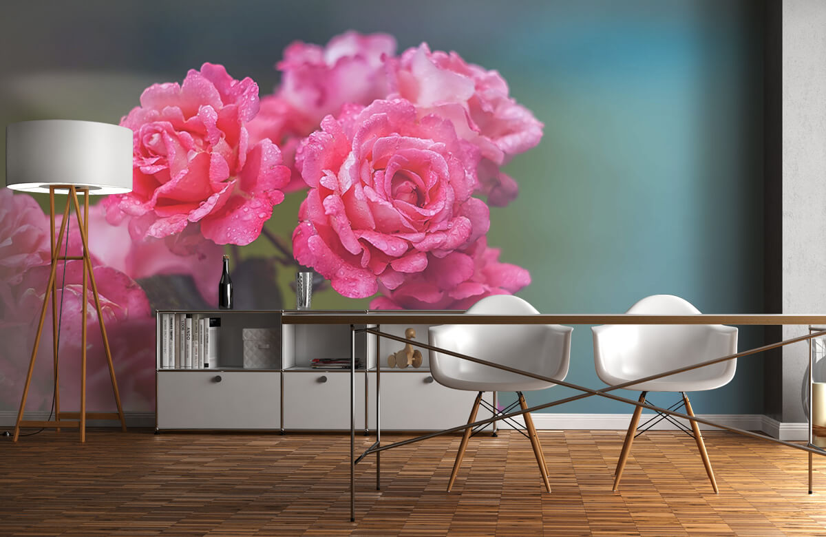 Flores, plantas y árboles Papel pintado con Rama de rosa rosa - Habitación 11