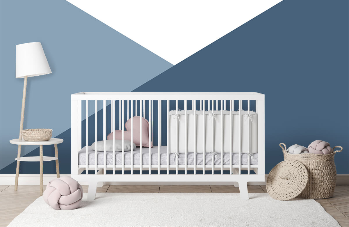 De moda Papel pintado con Triángulos en tonos azules - Habitación del bebé 3
