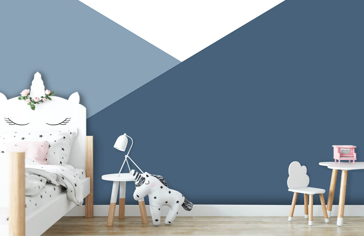 De moda Papel pintado con Triángulos en tonos azules - Habitación del bebé 8