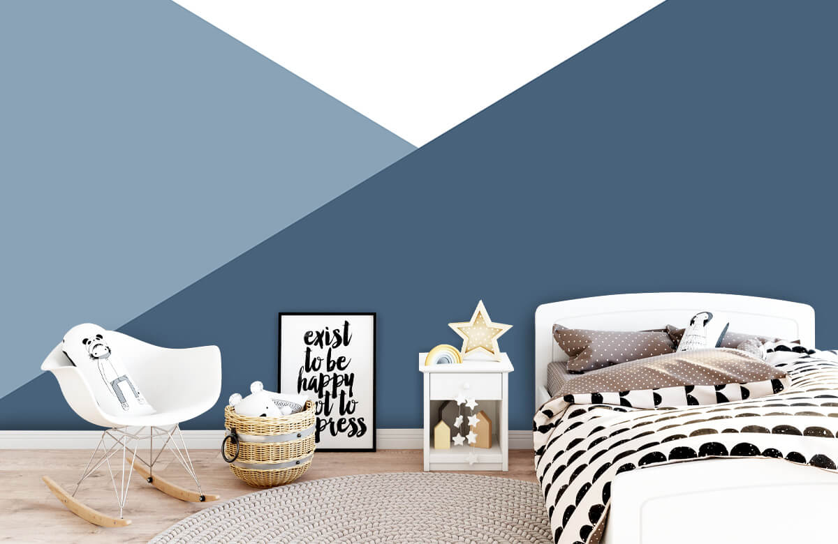 De moda Papel pintado con Triángulos en tonos azules - Habitación del bebé 9