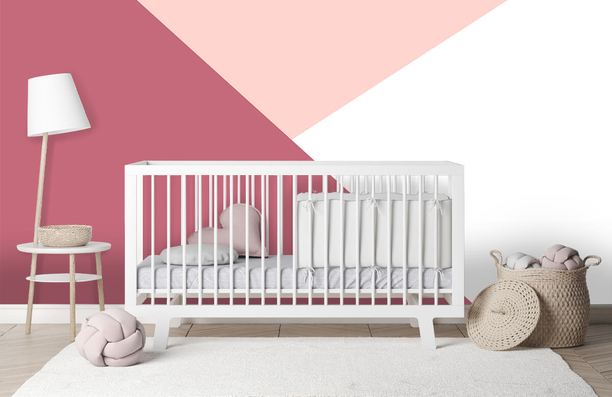 De moda Papel pintado con Triángulos en tonos rosas - Habitación del bebé 3