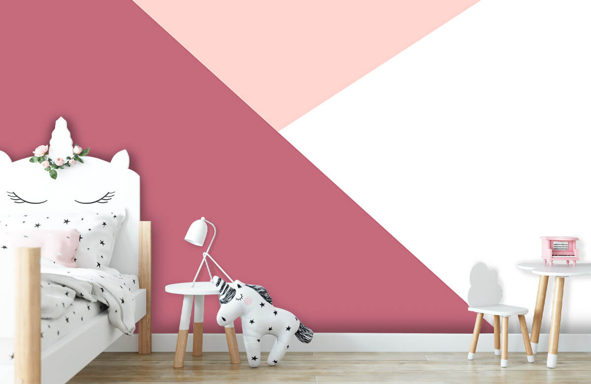 De moda Papel pintado con Triángulos en tonos rosas - Habitación del bebé 1