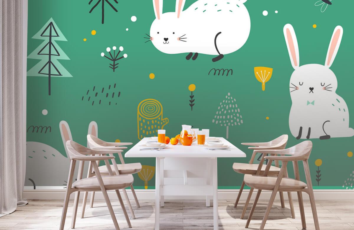 Animales Papel pintado con Patrón de conejos - Habitación de los niños 3