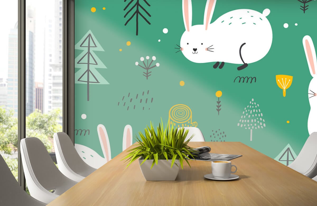 Animales Papel pintado con Patrón de conejos - Habitación de los niños 5