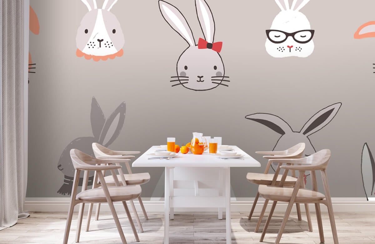 Animales Papel pintado con Patrón de conejo - Habitación de los niños 3