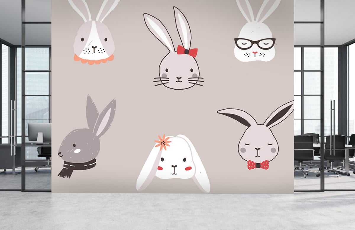 Animales Papel pintado con Patrón de conejo - Habitación de los niños 4