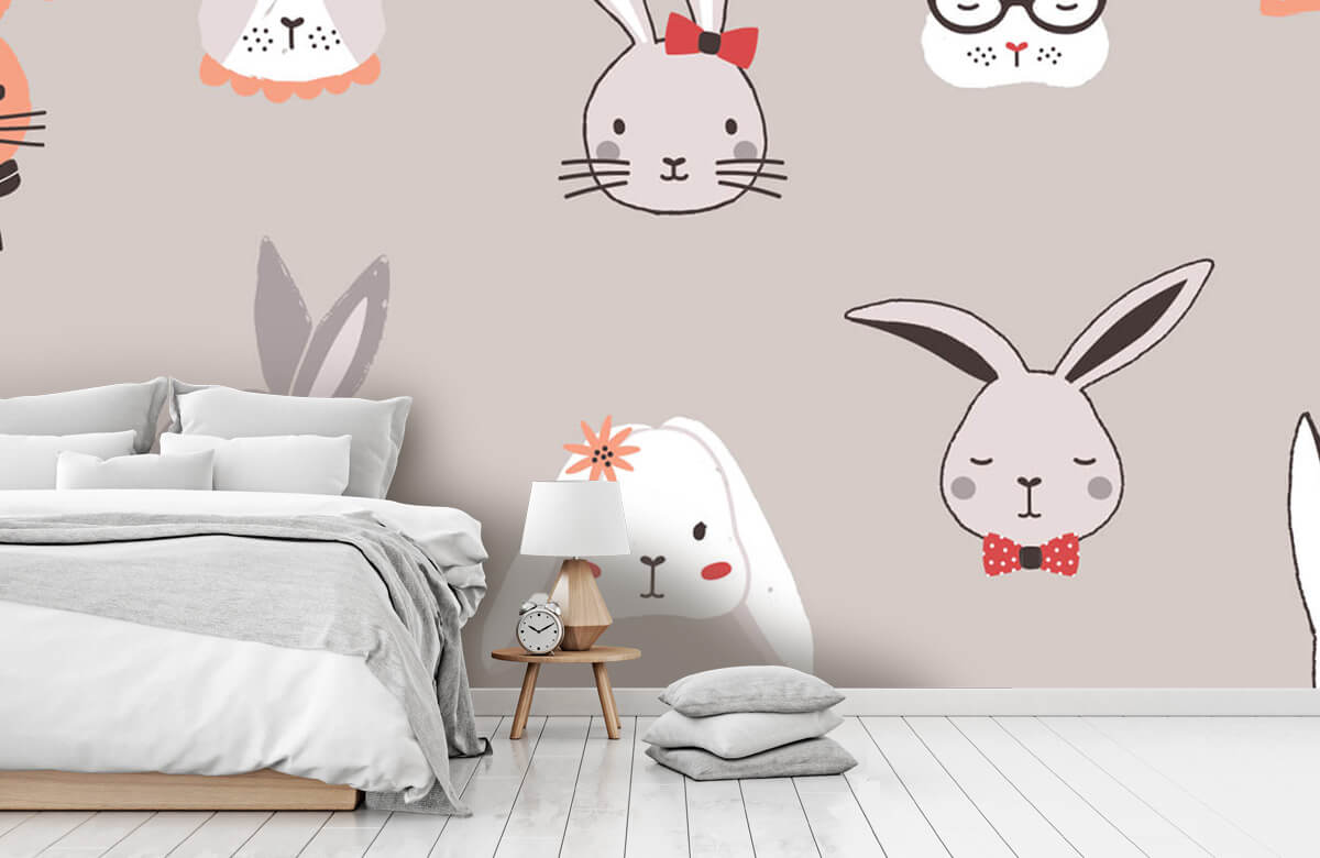 Animales Papel pintado con Patrón de conejo - Habitación de los niños 8