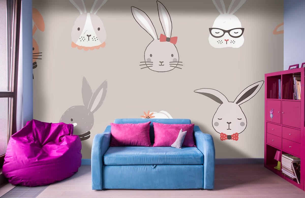 Animales Papel pintado con Patrón de conejo - Habitación de los niños 1