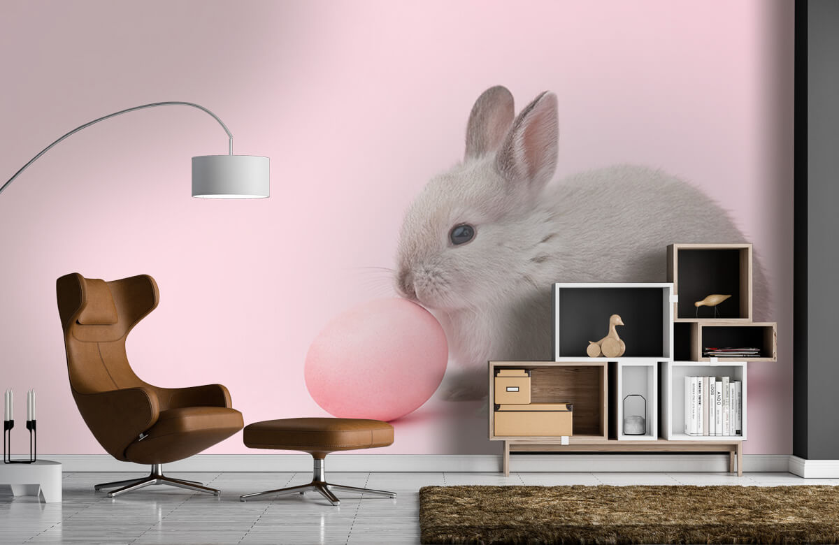Animales Papel pintado con Conejo con huevo - Habitación de los niños 8