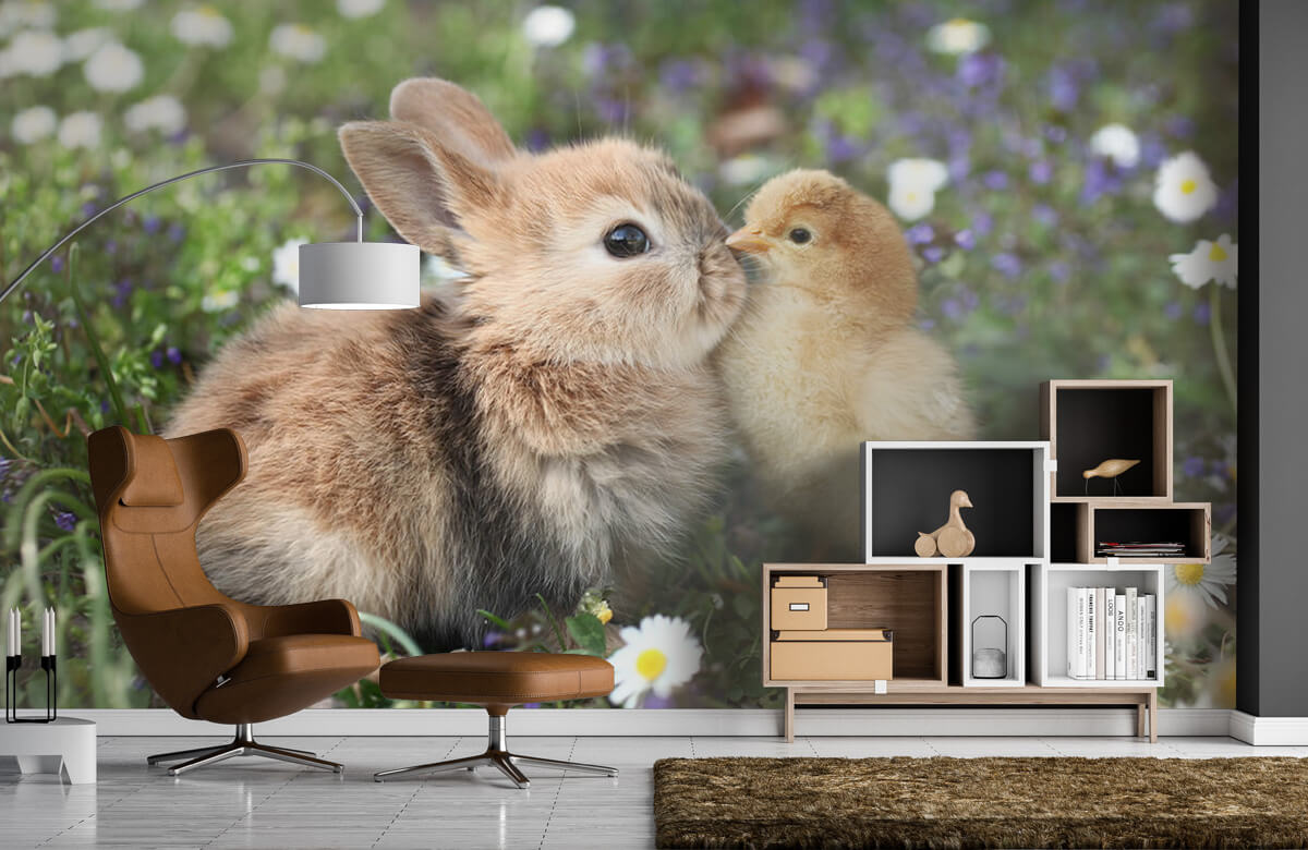 Animales Papel pintado con Conejo y pollito - Habitación de los niños 7