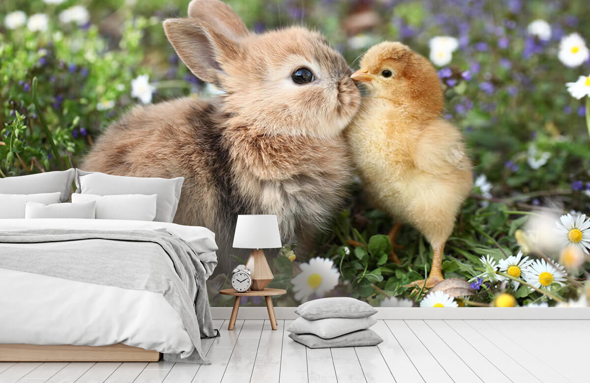 Animales Papel pintado con Conejo y pollito - Habitación de los niños 3