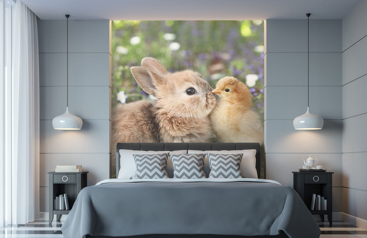 Animales Papel pintado con Conejo y pollito - Habitación de los niños 11