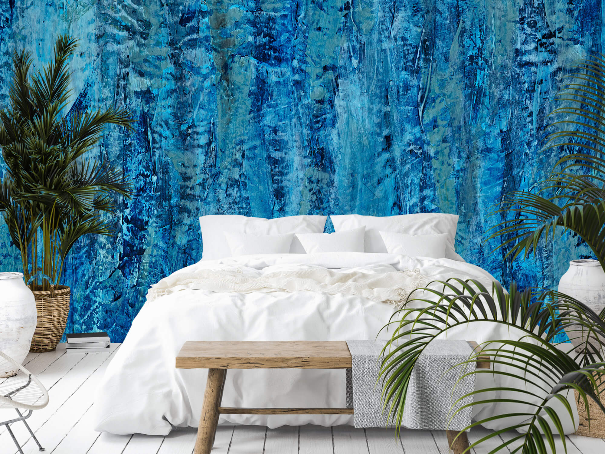 Arte Papel pintado con Pintar con tonos de azul - Habitación 8