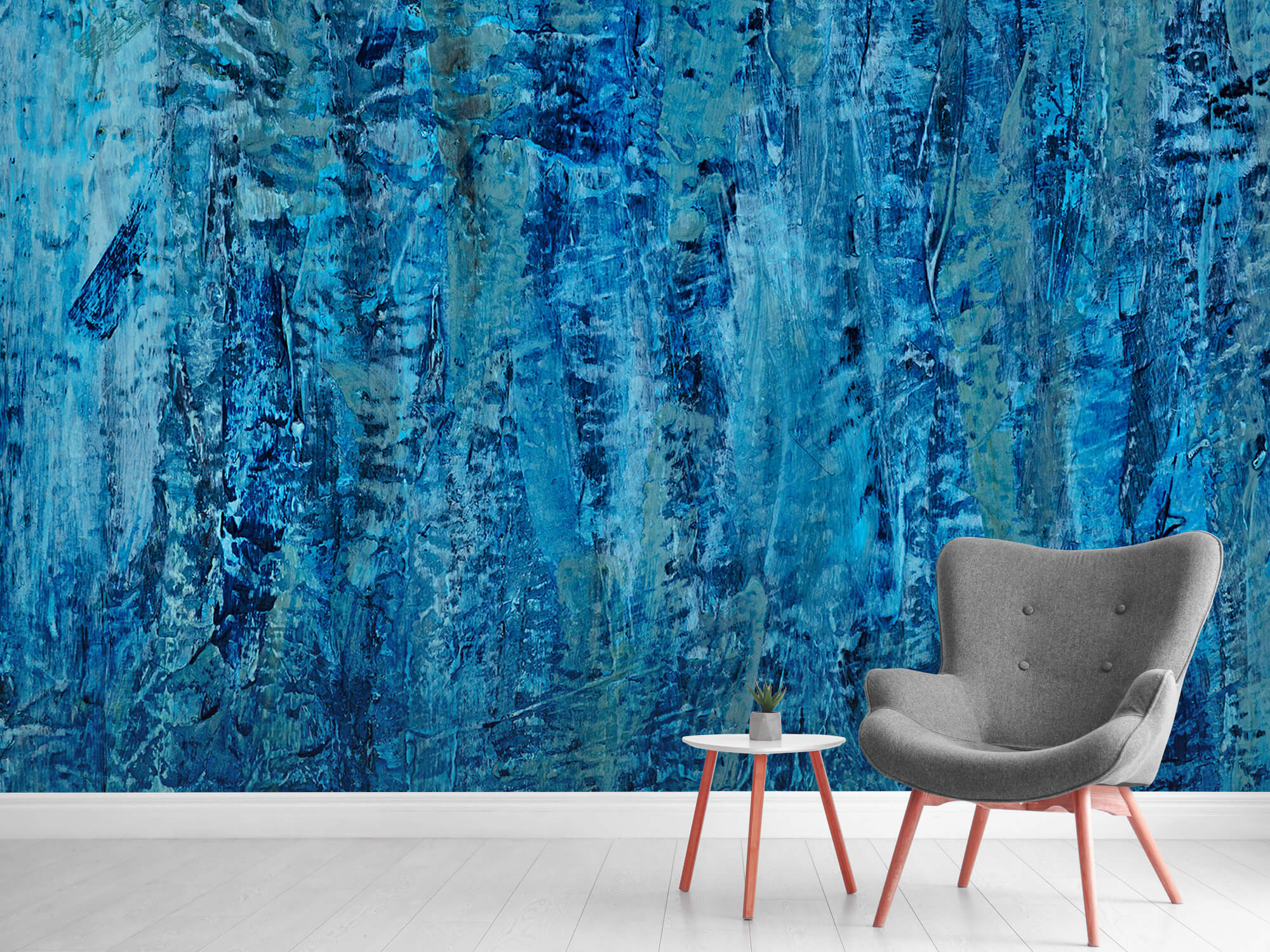 Arte Papel pintado con Pintar con tonos de azul - Habitación 1