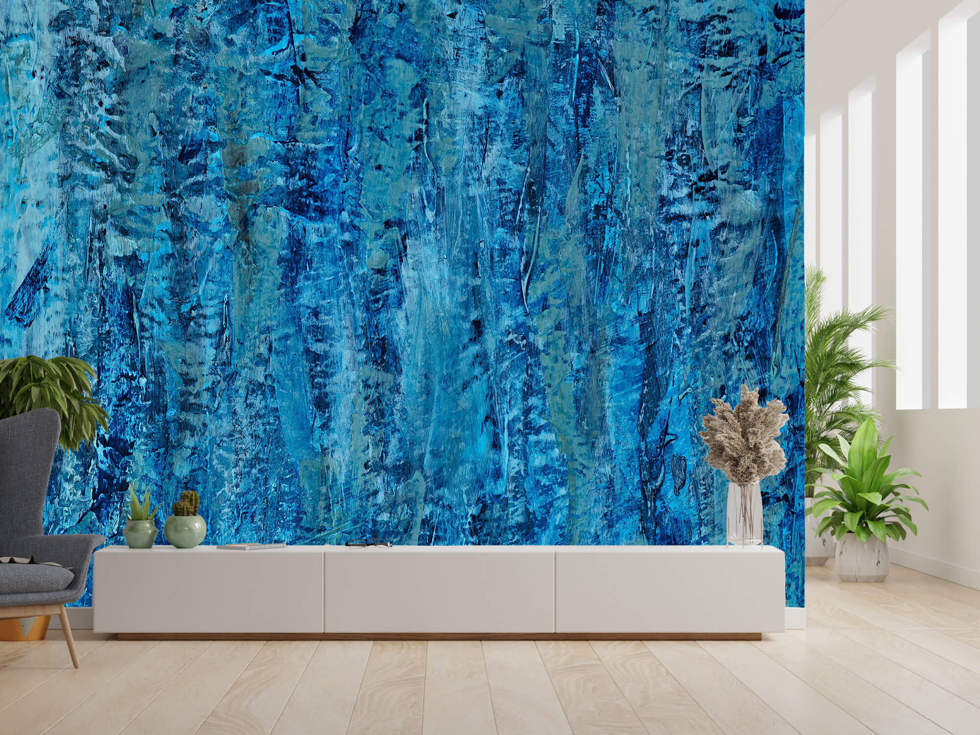 Arte Papel pintado con Pintar con tonos de azul - Habitación 10