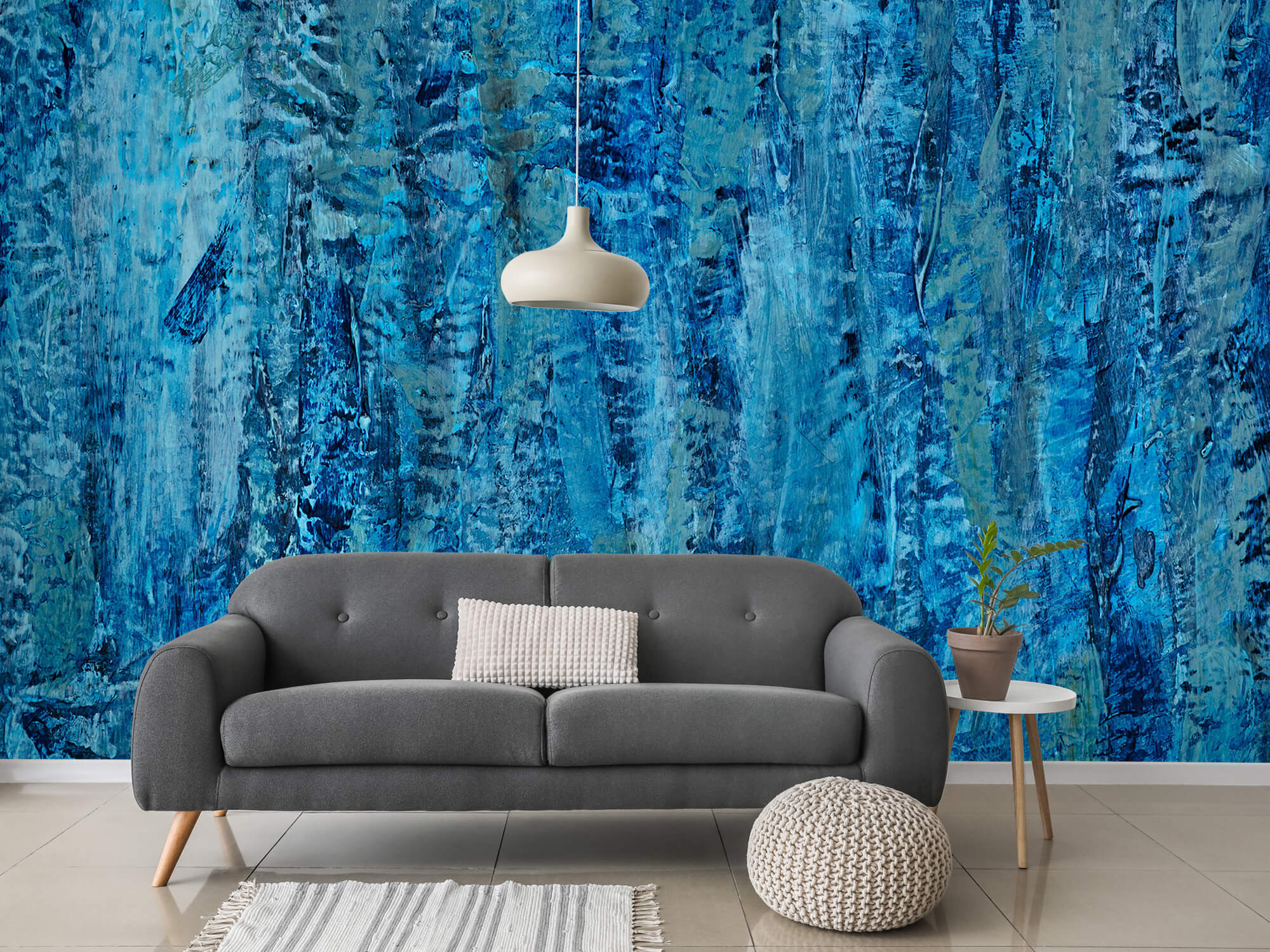 Arte Papel pintado con Pintar con tonos de azul - Habitación 5