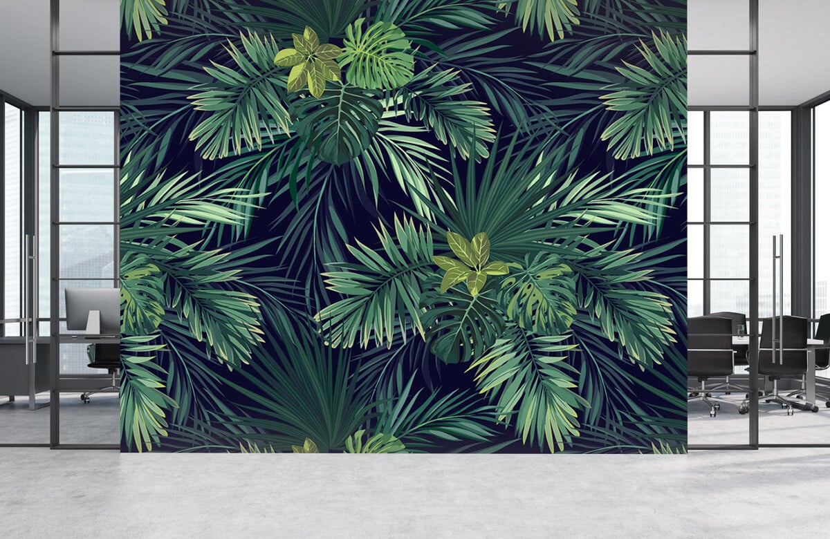 Patrón Papel pintado con Bonitas hojas verdes - Salón 5