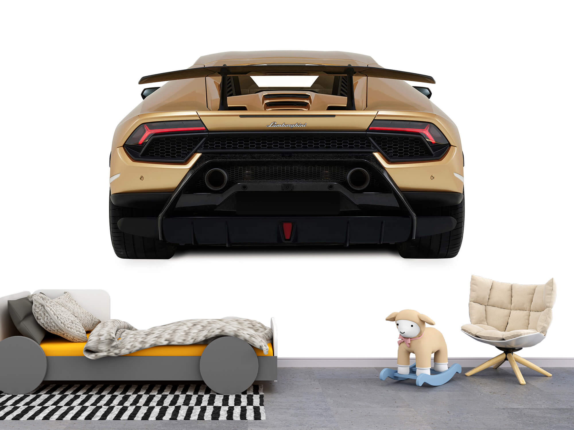 Empapelado Papel pintado con Lamborghini Huracán - vista trasera, blanco - Habitación de adolescentes 1