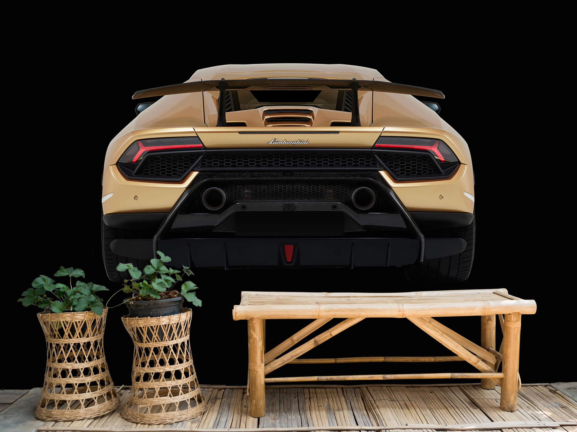 Empapelado Papel pintado con Lamborghini Huracán - vista trasera, negro - Habitación de adolescentes 3