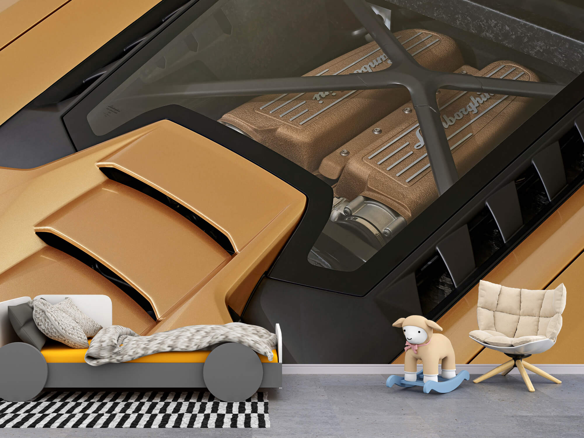 Empapelado Papel pintado con Lamborghini Huracán - motor - Habitación de adolescentes 3