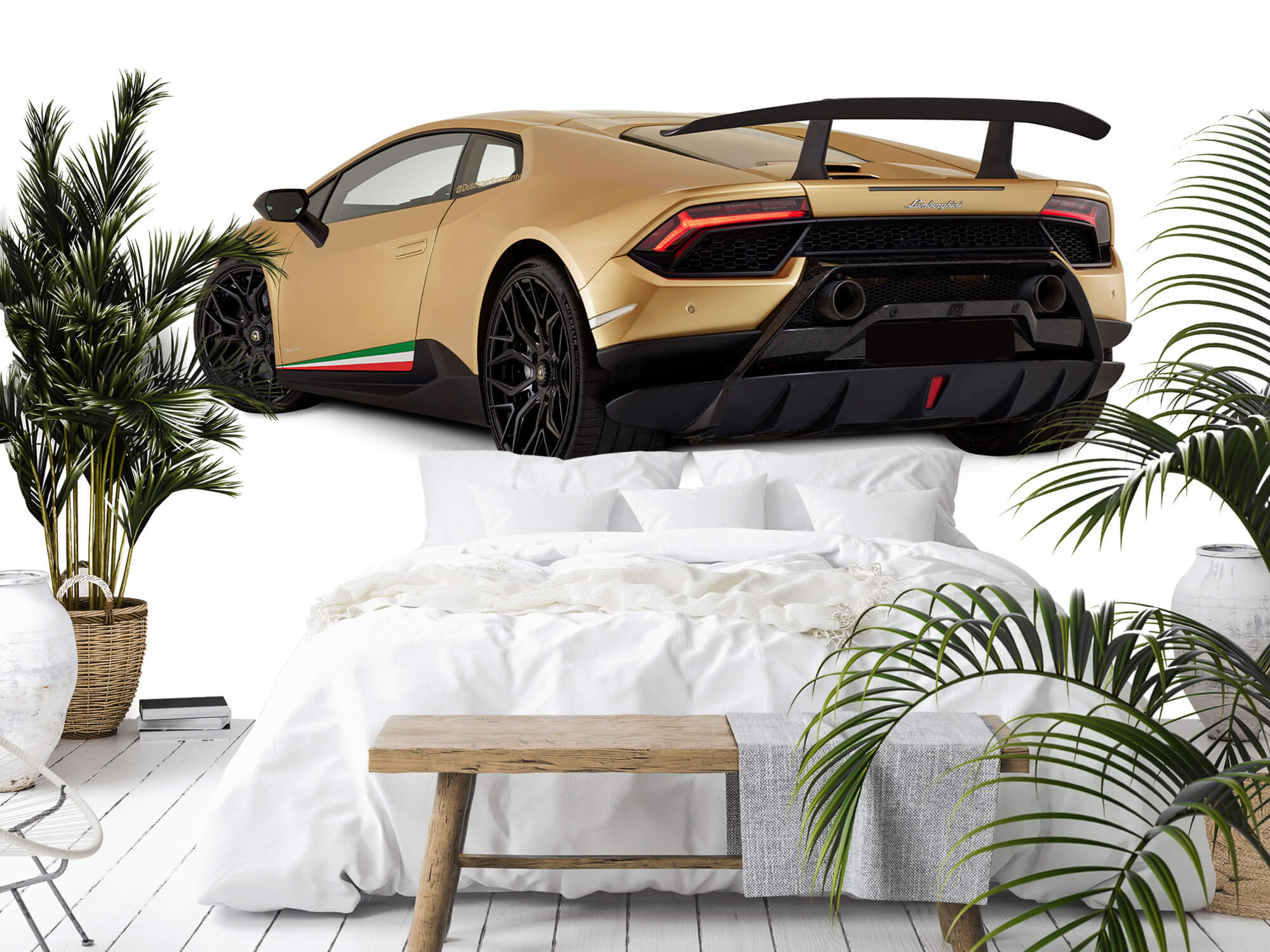 Empapelado Papel pintado con Lamborghini Huracán - trasero izquierdo, blanco - Habitación de adolescentes 2