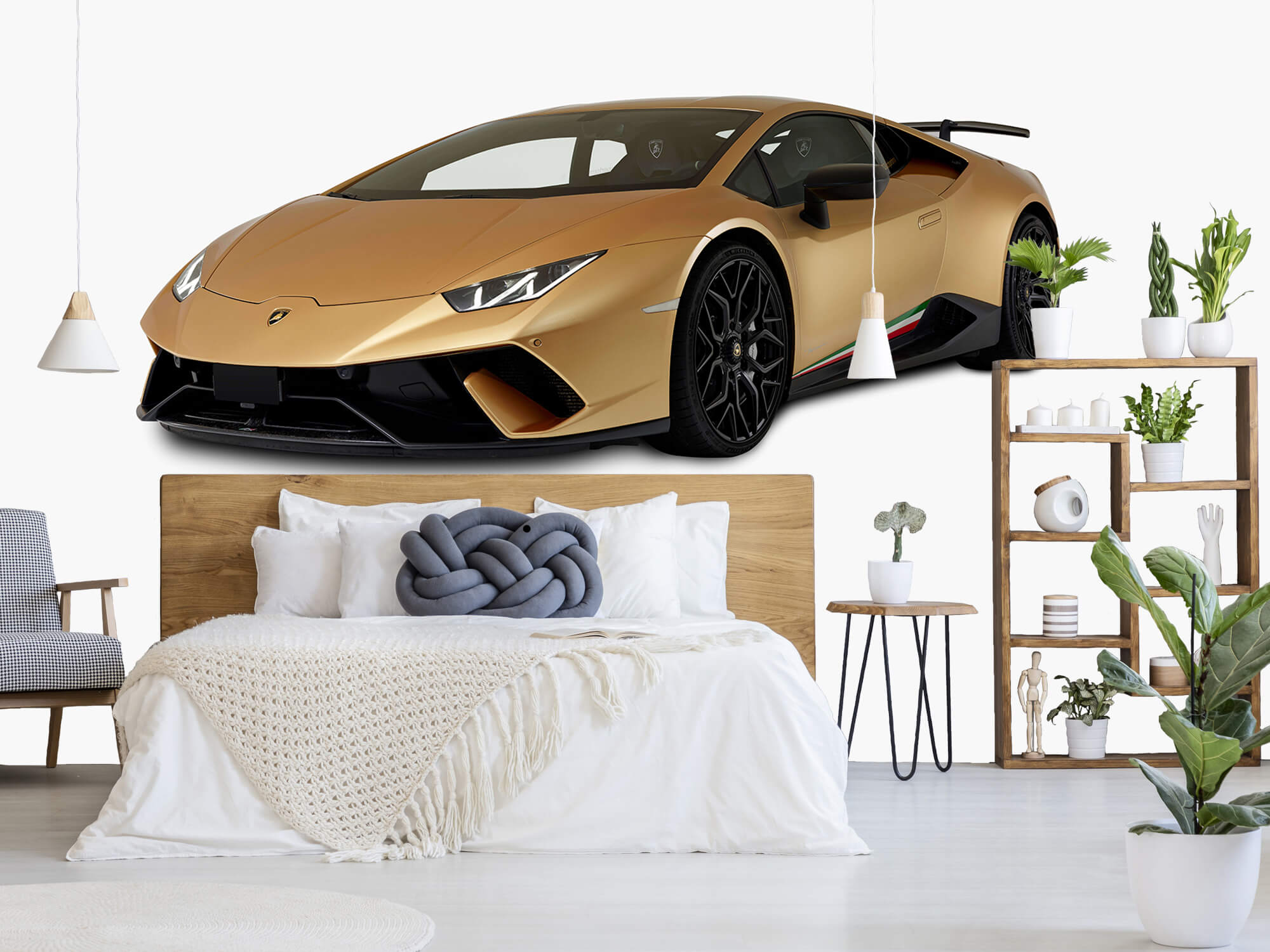 Empapelado Papel pintado con Lamborghini Huracán - delantero derecho, blanco - Habitación de niño 2