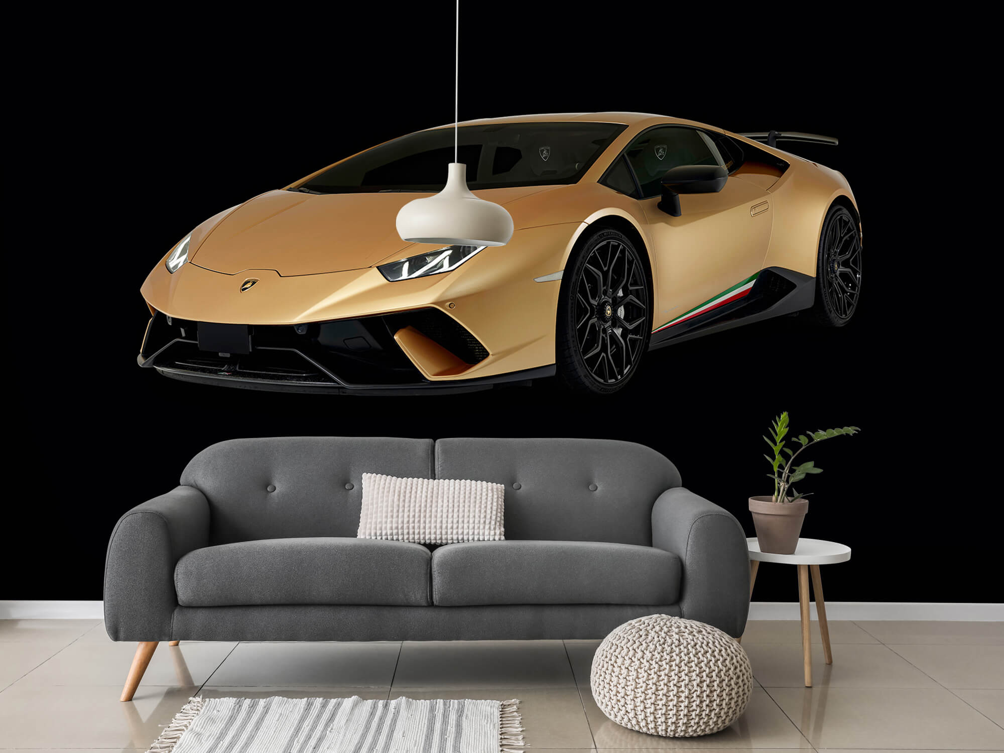Empapelado Papel pintado con Lamborghini Huracán - frontal derecho, negro - Habitación de niño 15