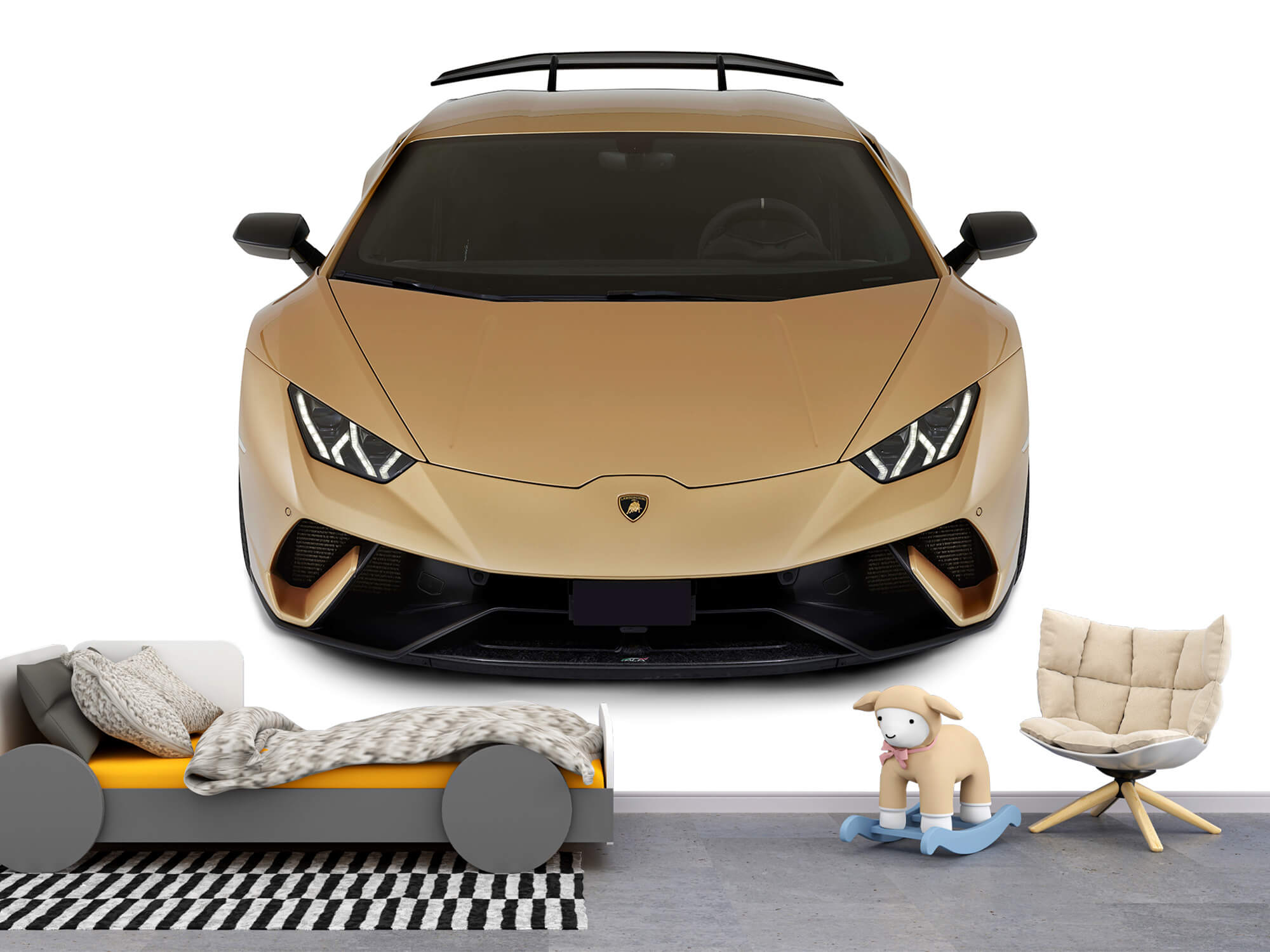 Empapelado Papel pintado con Lamborghini Huracán - frontal desde arriba, blanco - Habitación de niño 10