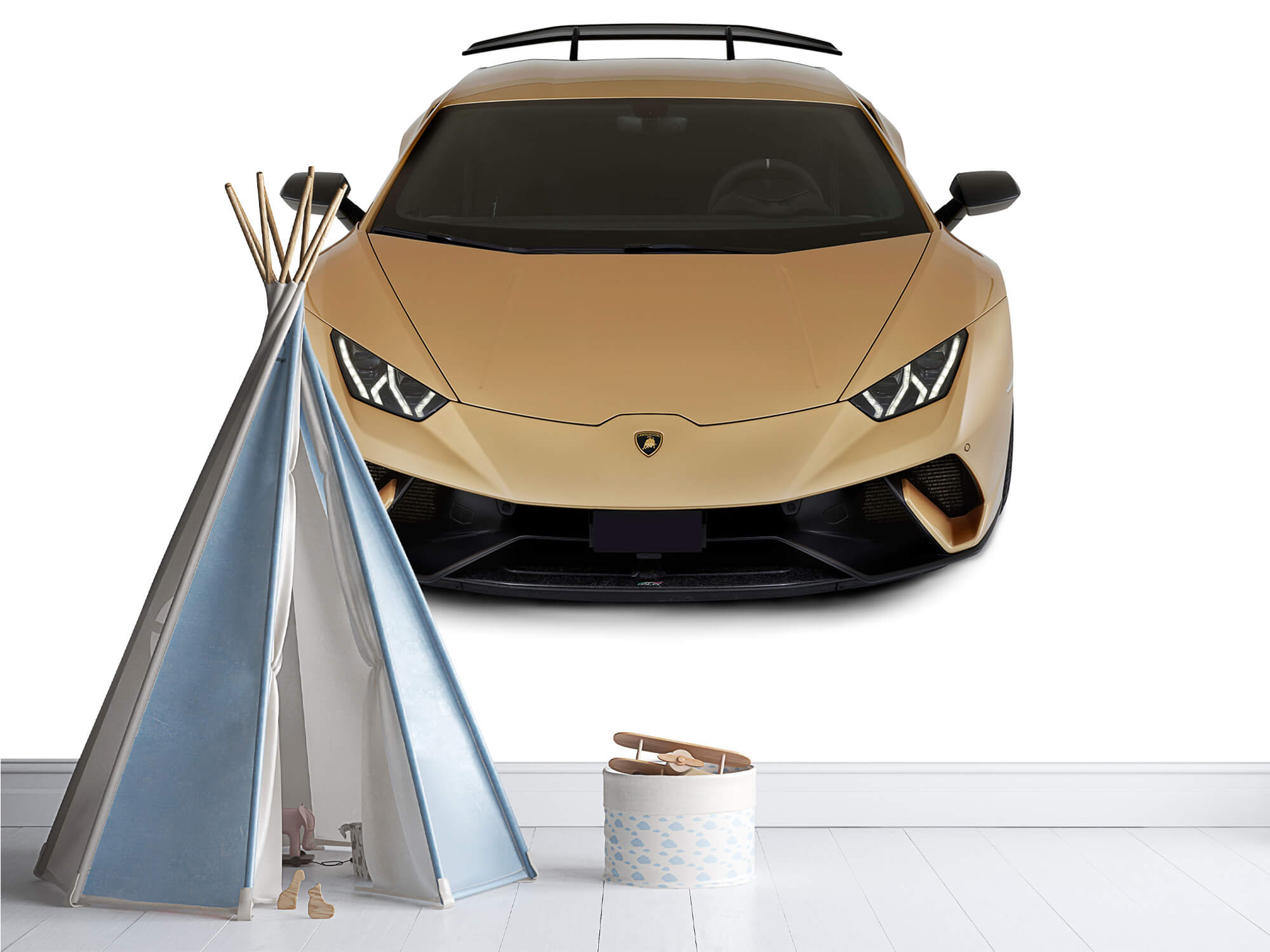 Empapelado Papel pintado con Lamborghini Huracán - frontal desde arriba, blanco - Habitación de niño 5