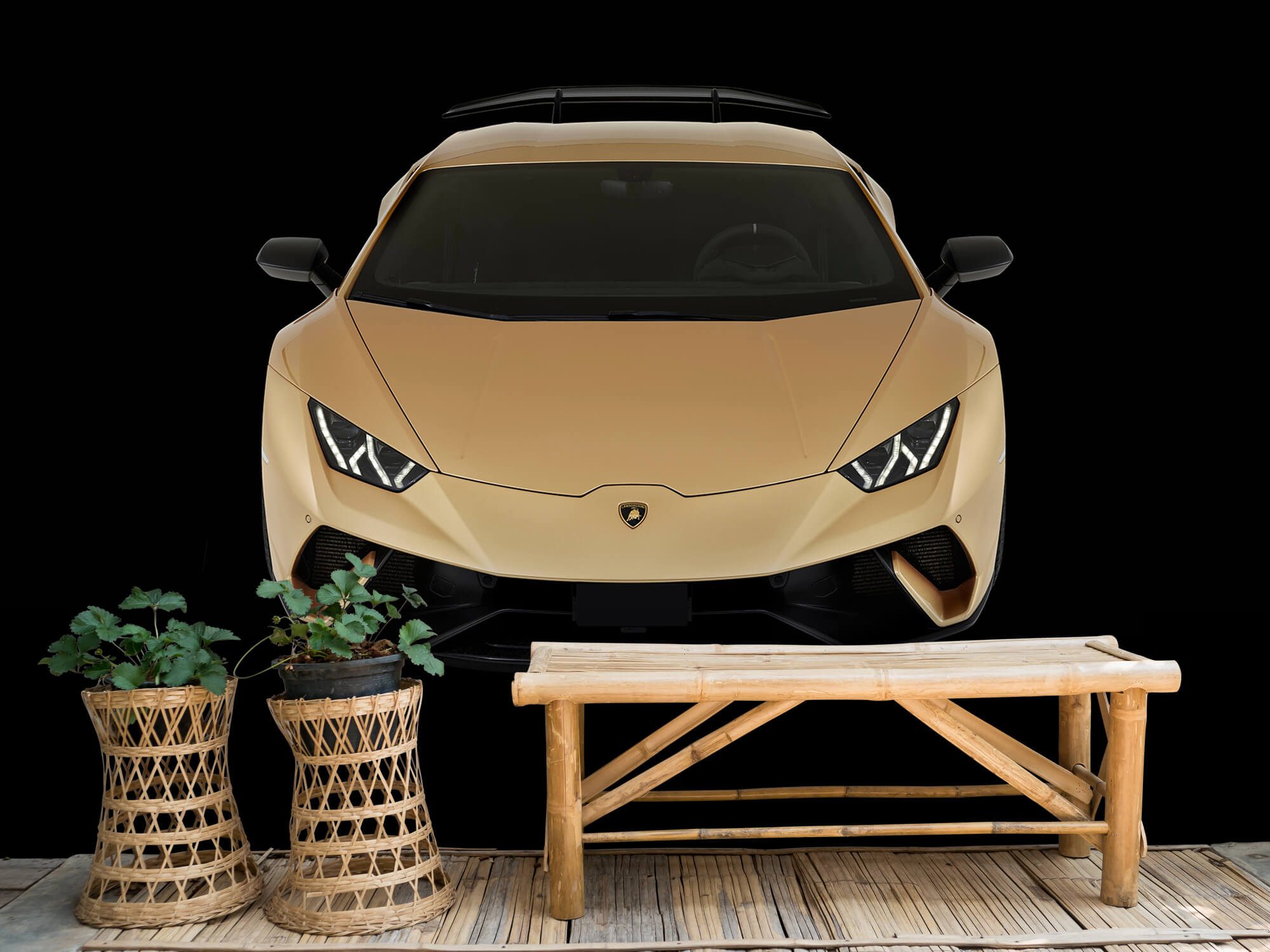 Empapelado Papel pintado con Lamborghini Huracán - frontal desde arriba, negro - Habitación de niño 2