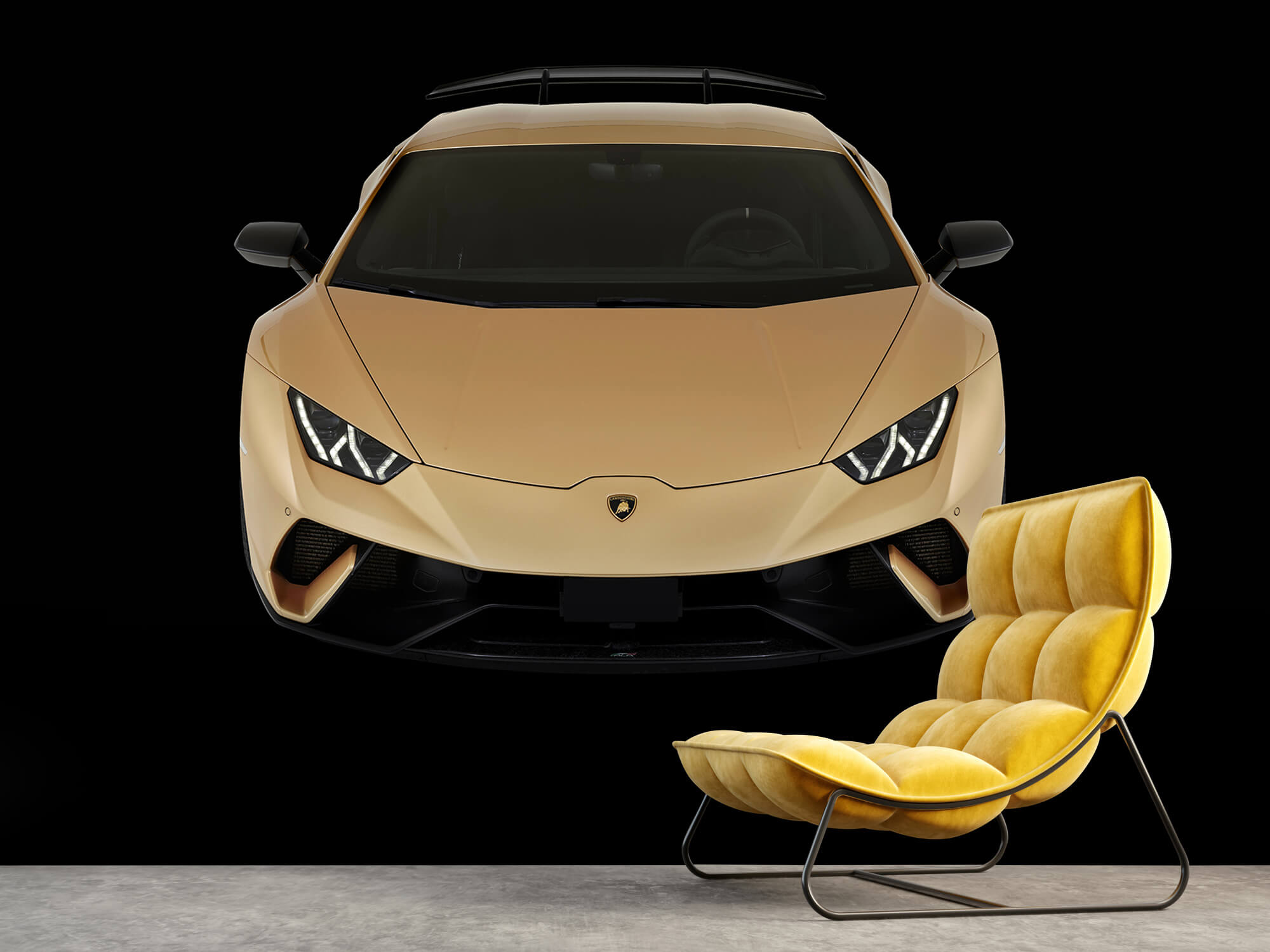 Empapelado Papel pintado con Lamborghini Huracán - frontal desde arriba, negro - Habitación de niño 8