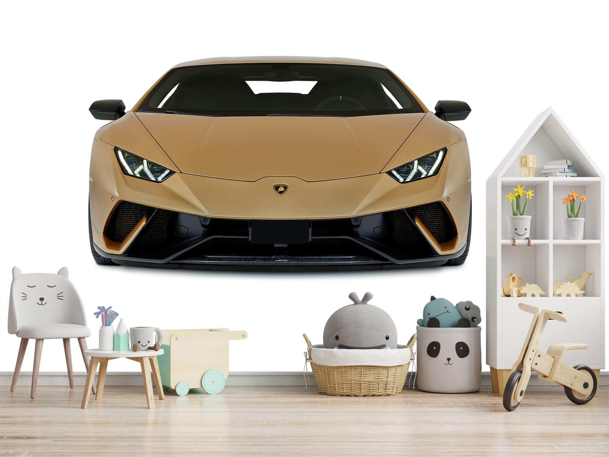 Empapelado Papel pintado con Lamborghini Huracán - frontal, blanco - Habitación de niño 2