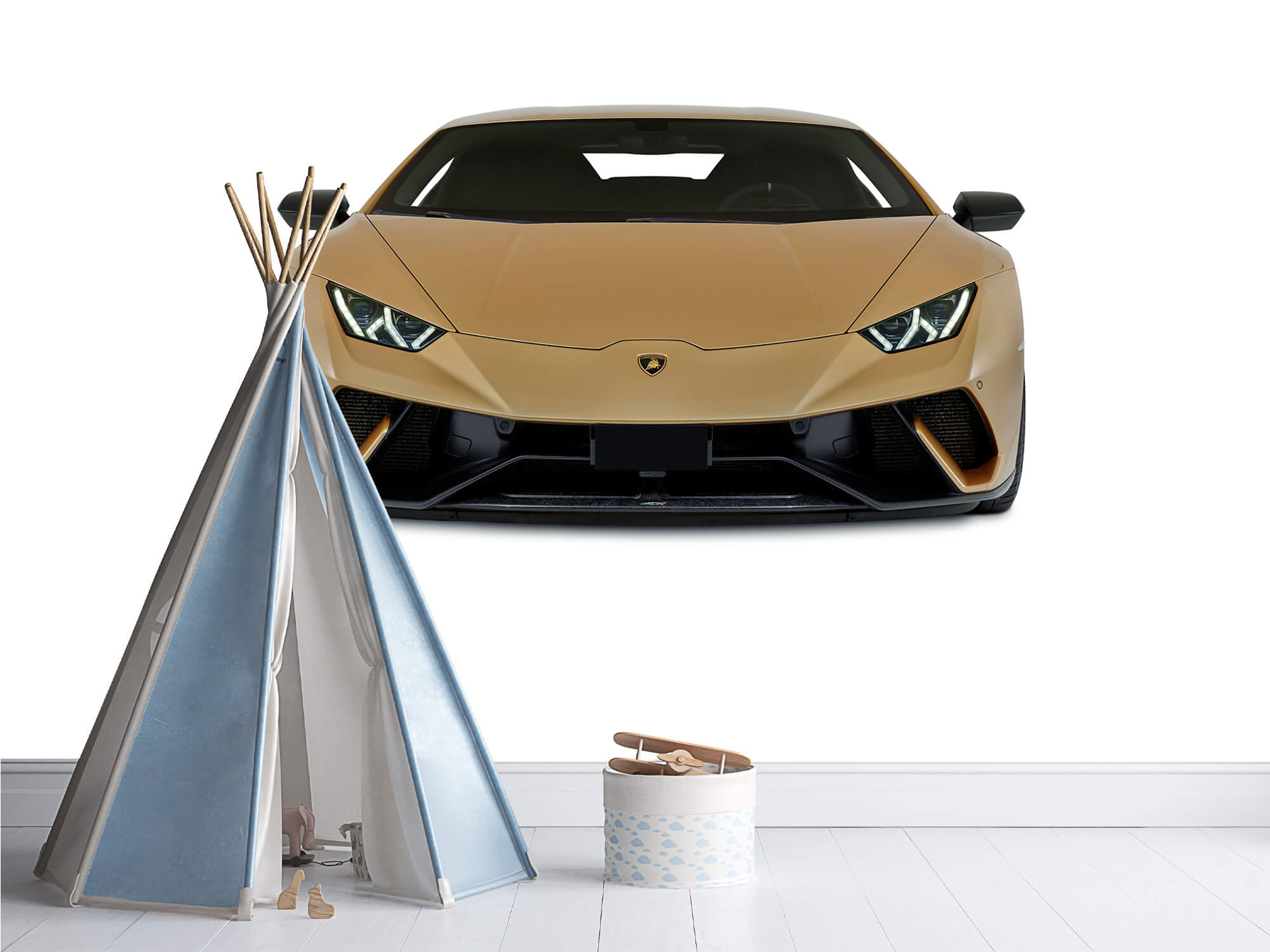 Empapelado Papel pintado con Lamborghini Huracán - frontal, blanco - Habitación de niño 9