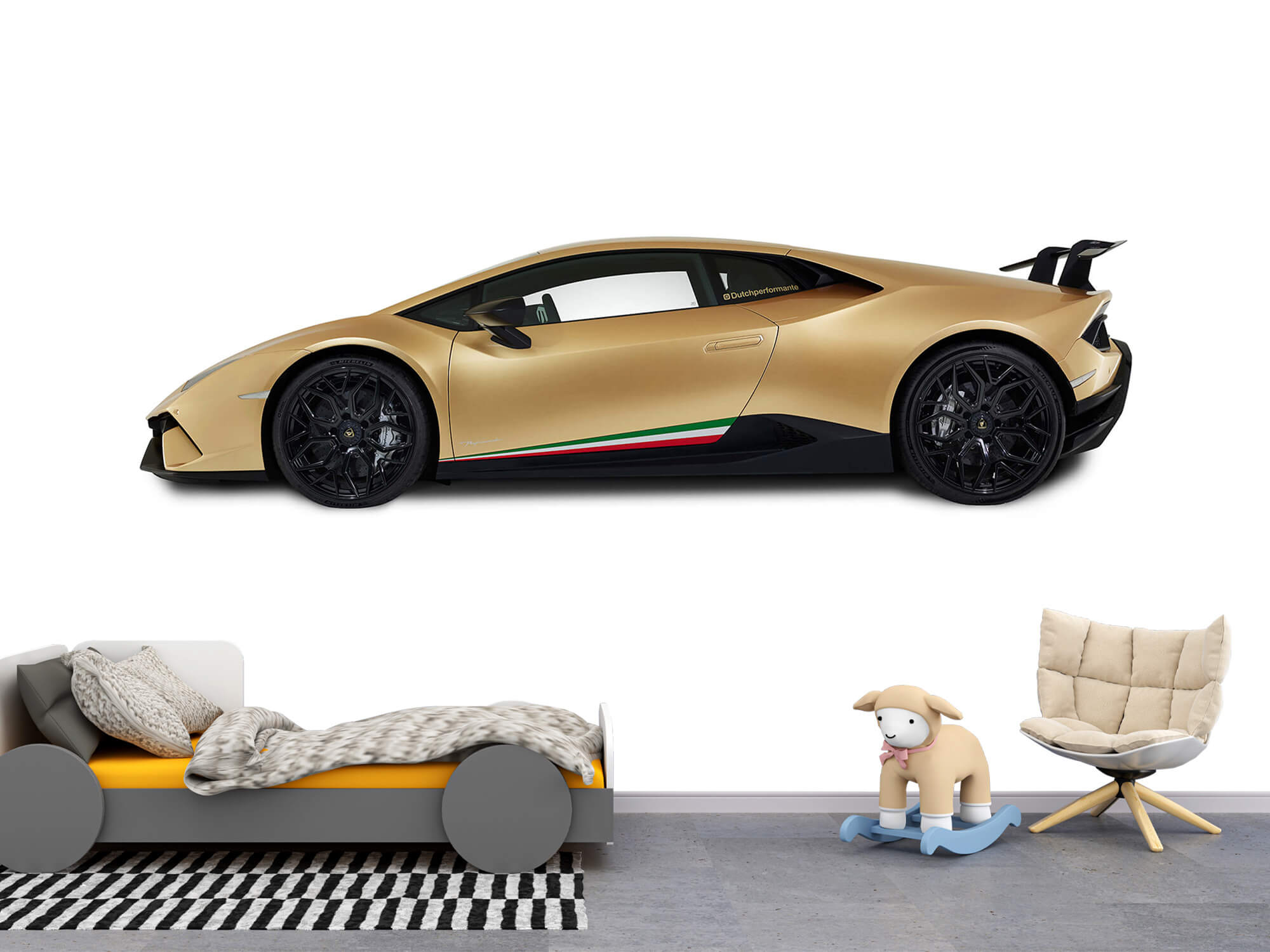 Empapelado Papel pintado con Lamborghini Huracán - lateral, blanco - Habitación de niño 11