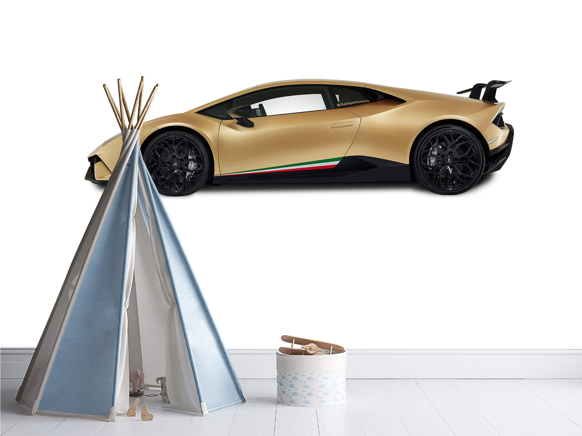 Empapelado Papel pintado con Lamborghini Huracán - lateral, blanco - Habitación de niño 4