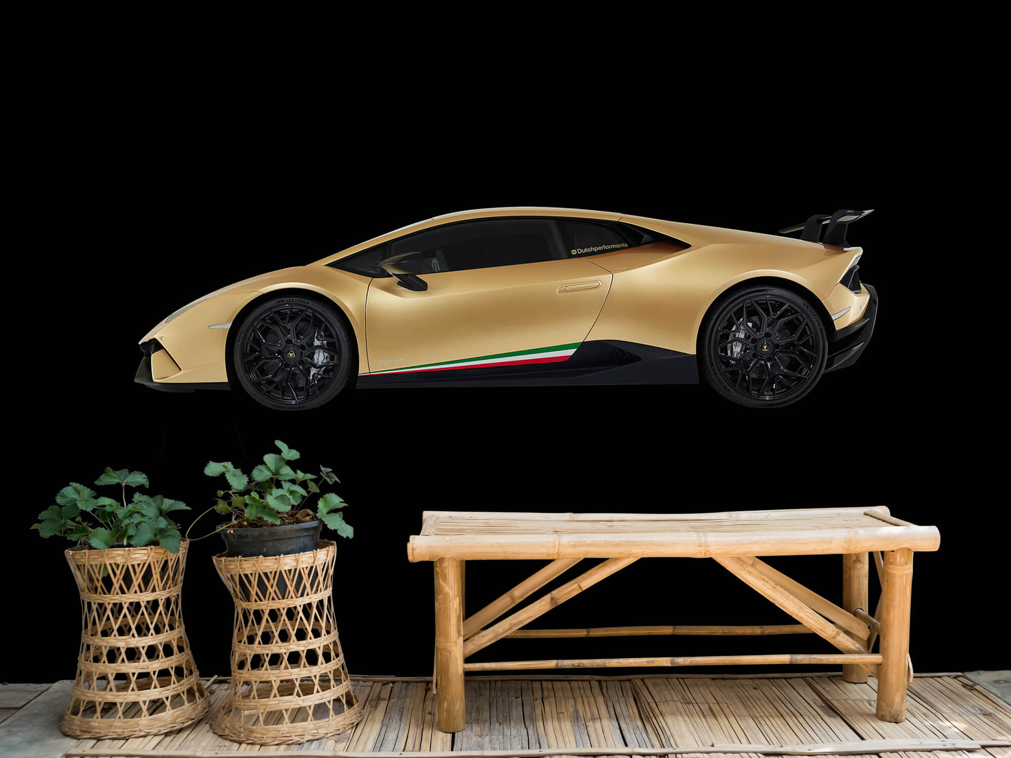 Empapelado Papel pintado con Lamborghini Huracán - lateral, negro - Sala de ocio 10
