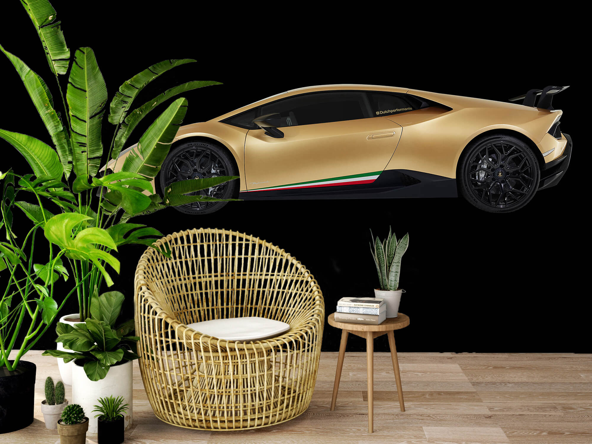 Empapelado Papel pintado con Lamborghini Huracán - lateral, negro - Sala de ocio 7