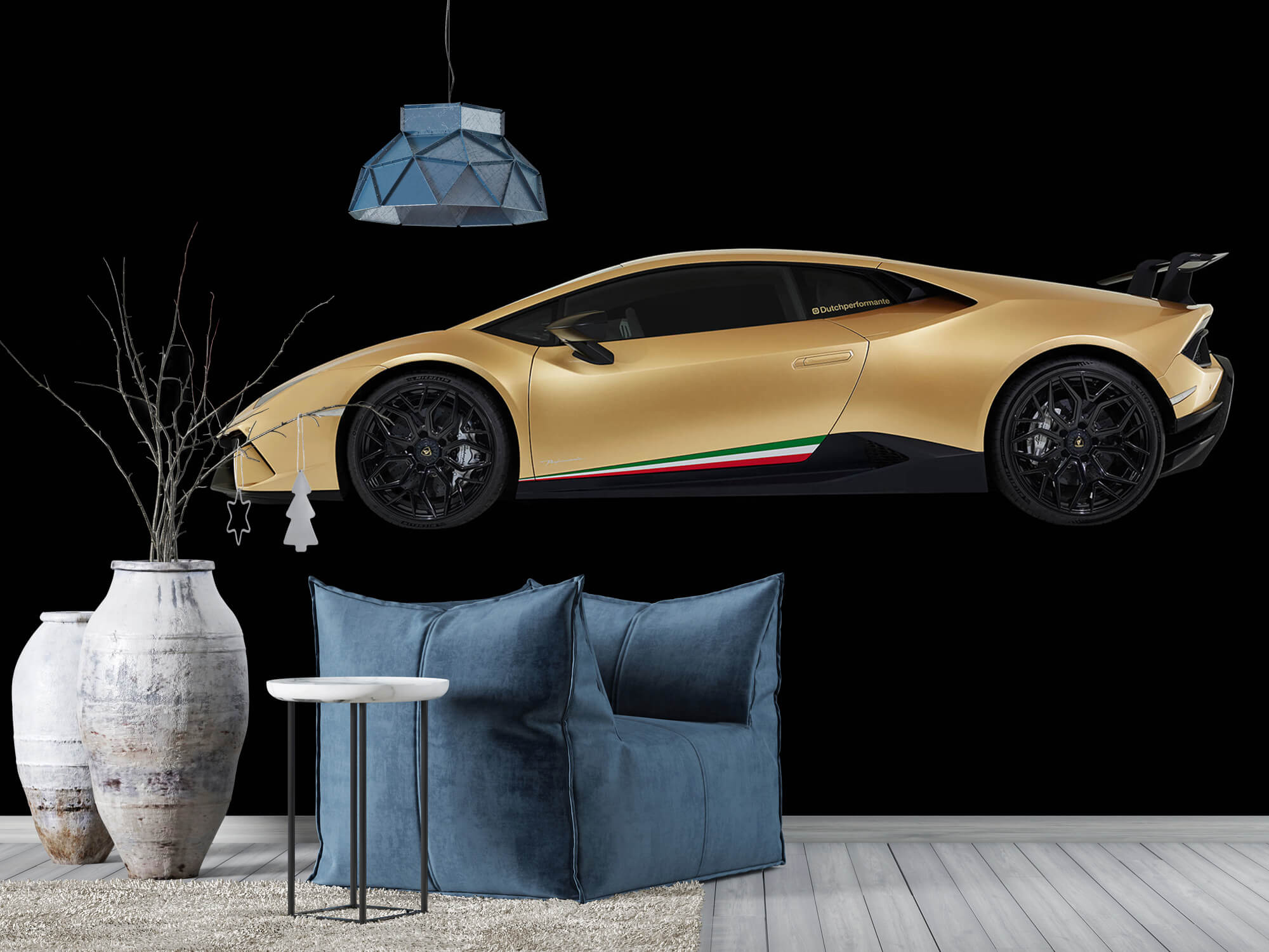 Empapelado Papel pintado con Lamborghini Huracán - lateral, negro - Sala de ocio 9