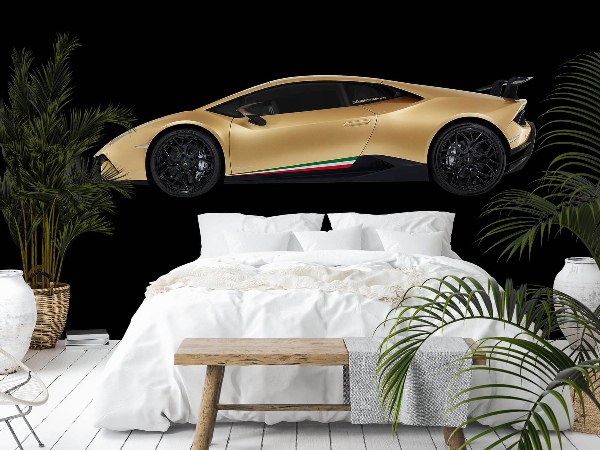 Empapelado Papel pintado con Lamborghini Huracán - lateral, negro - Sala de ocio 4