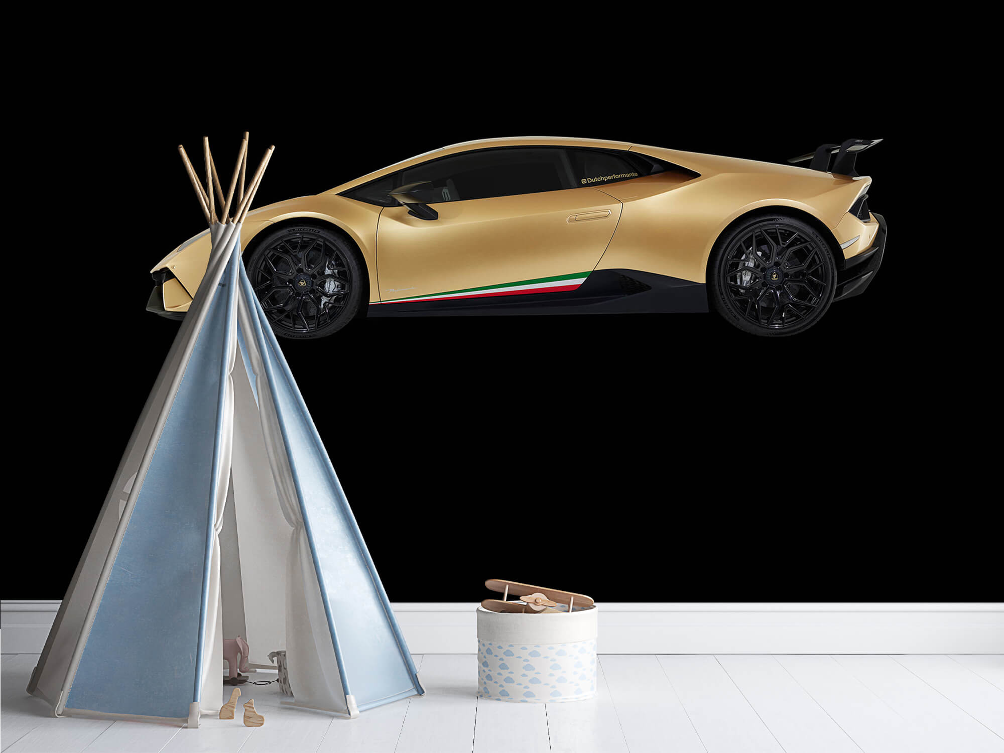 Empapelado Papel pintado con Lamborghini Huracán - lateral, negro - Sala de ocio 11