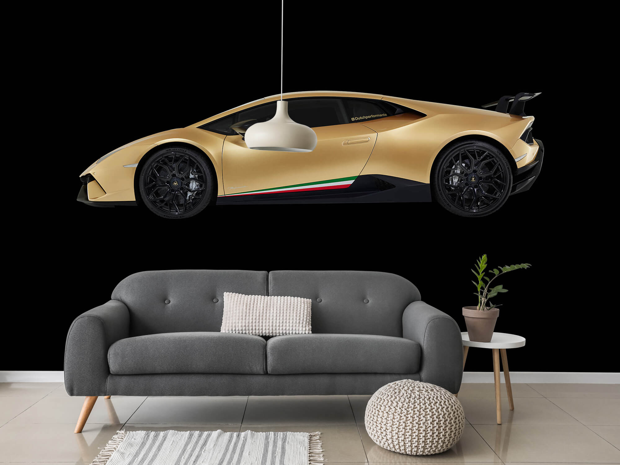 Empapelado Papel pintado con Lamborghini Huracán - lateral, negro - Sala de ocio 15