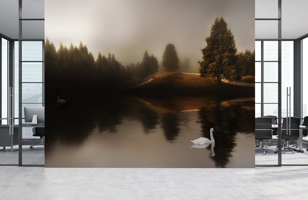  Papel pintado con El lago de los cisnes - Salón 8